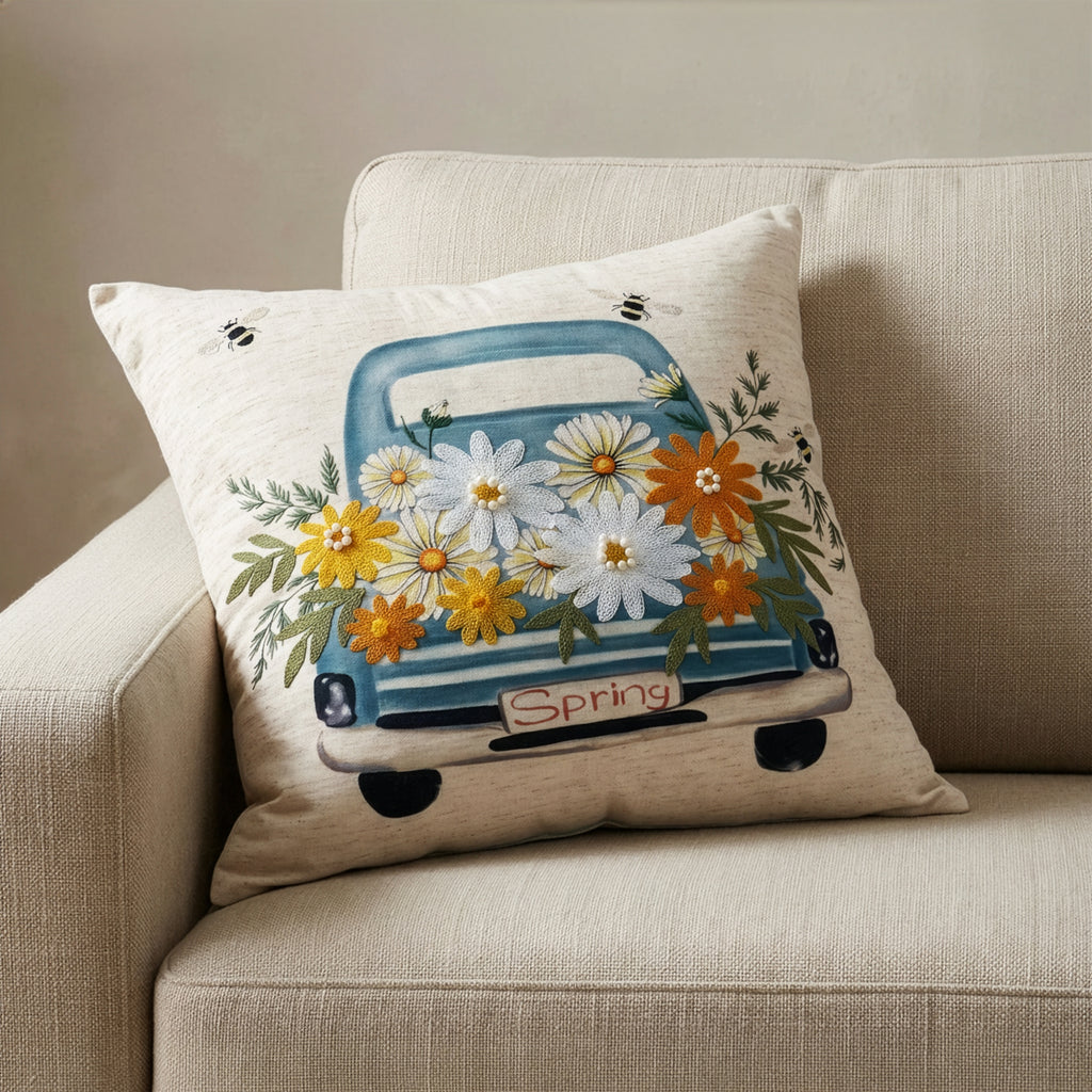 Spring Truck Throw Pillow | Multi | 20"x 20"