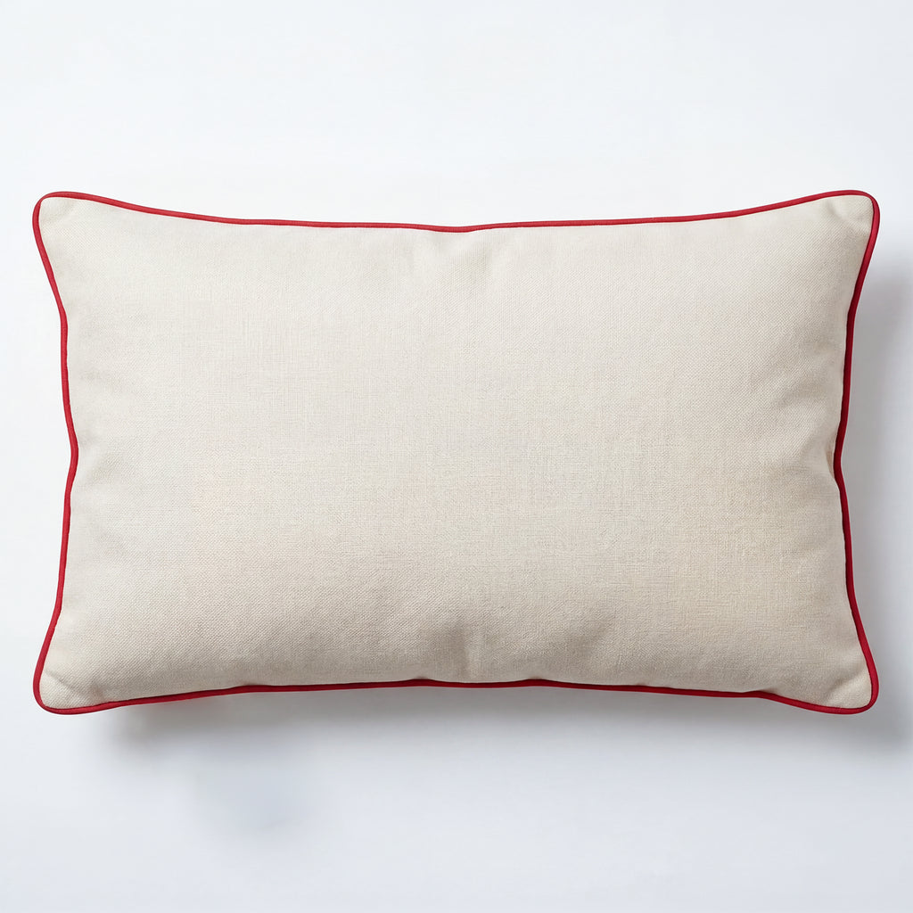 Outdoor Embroidered Strawberry Raffia Lumbar Pillow | 14”×24”