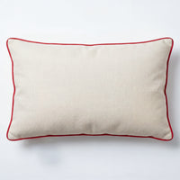 Outdoor Embroidered Strawberry Raffia Lumbar Pillow | 14”×24”