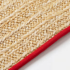 Outdoor Embroidered Strawberry Raffia Lumbar Pillow | 14”×24”