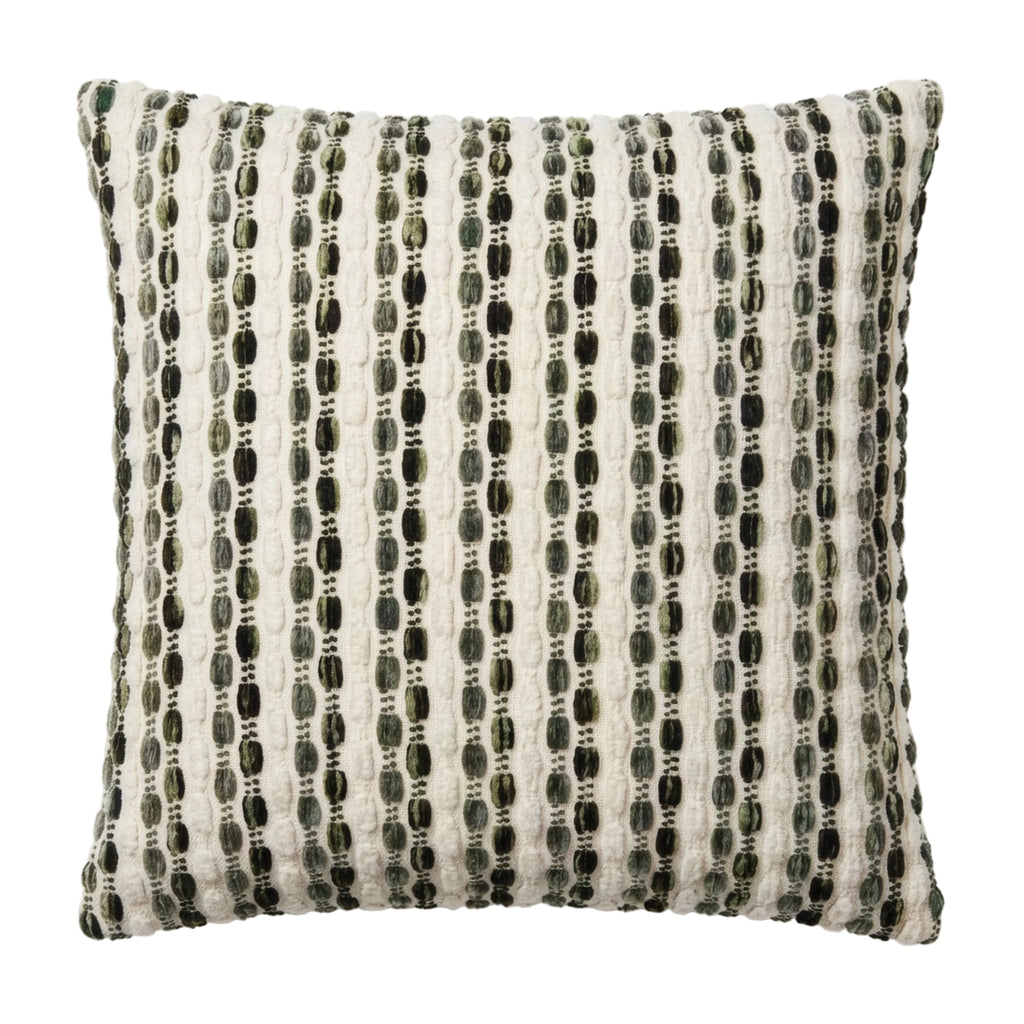 Rainbow Bean Green Textured Stripe Pillow | 20"x20"