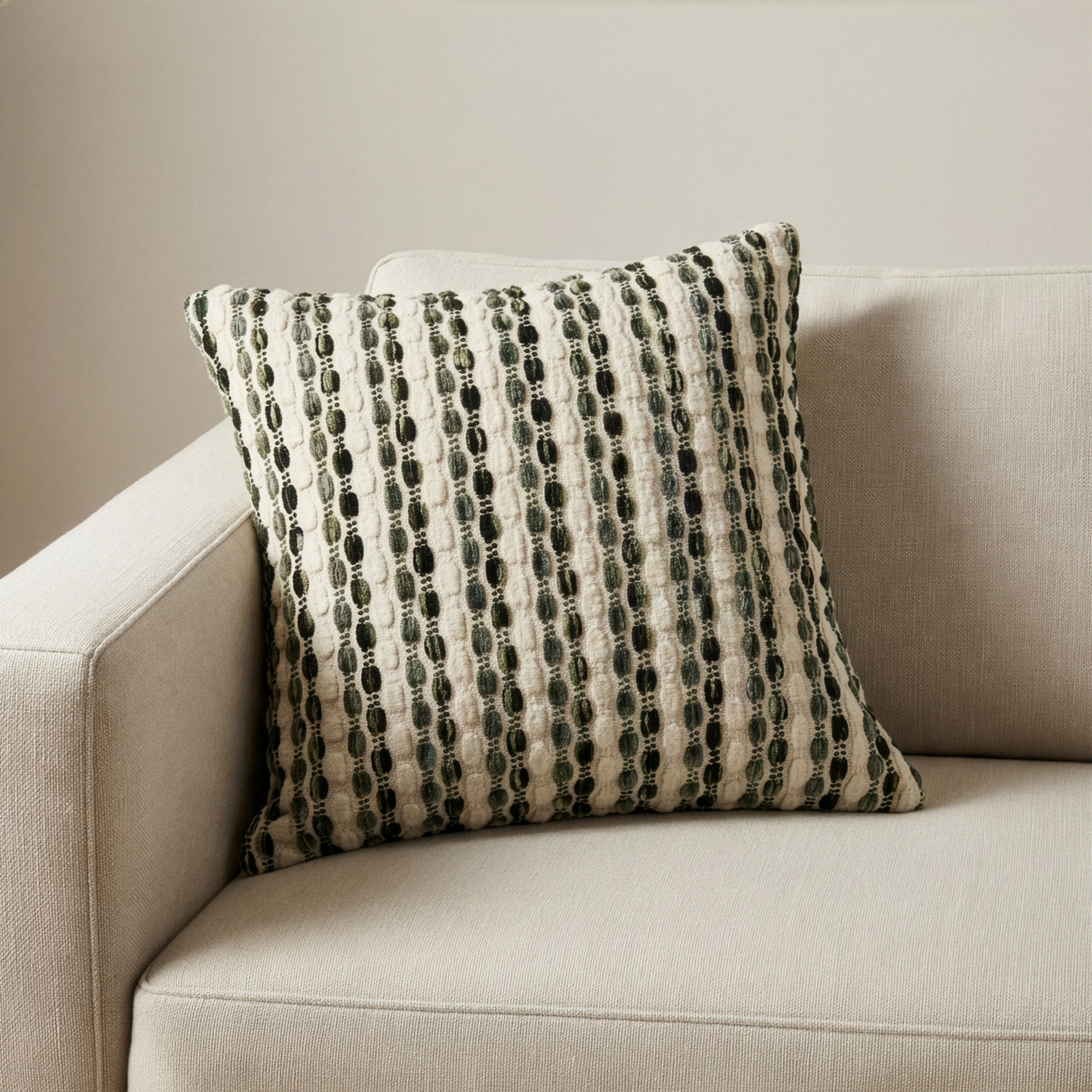 Rainbow Bean Green Textured Stripe Pillow | 20"x20"