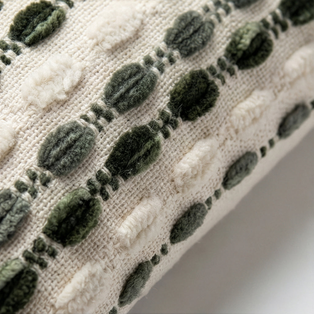 Rainbow Bean Green Textured Stripe Pillow | 20"x20"