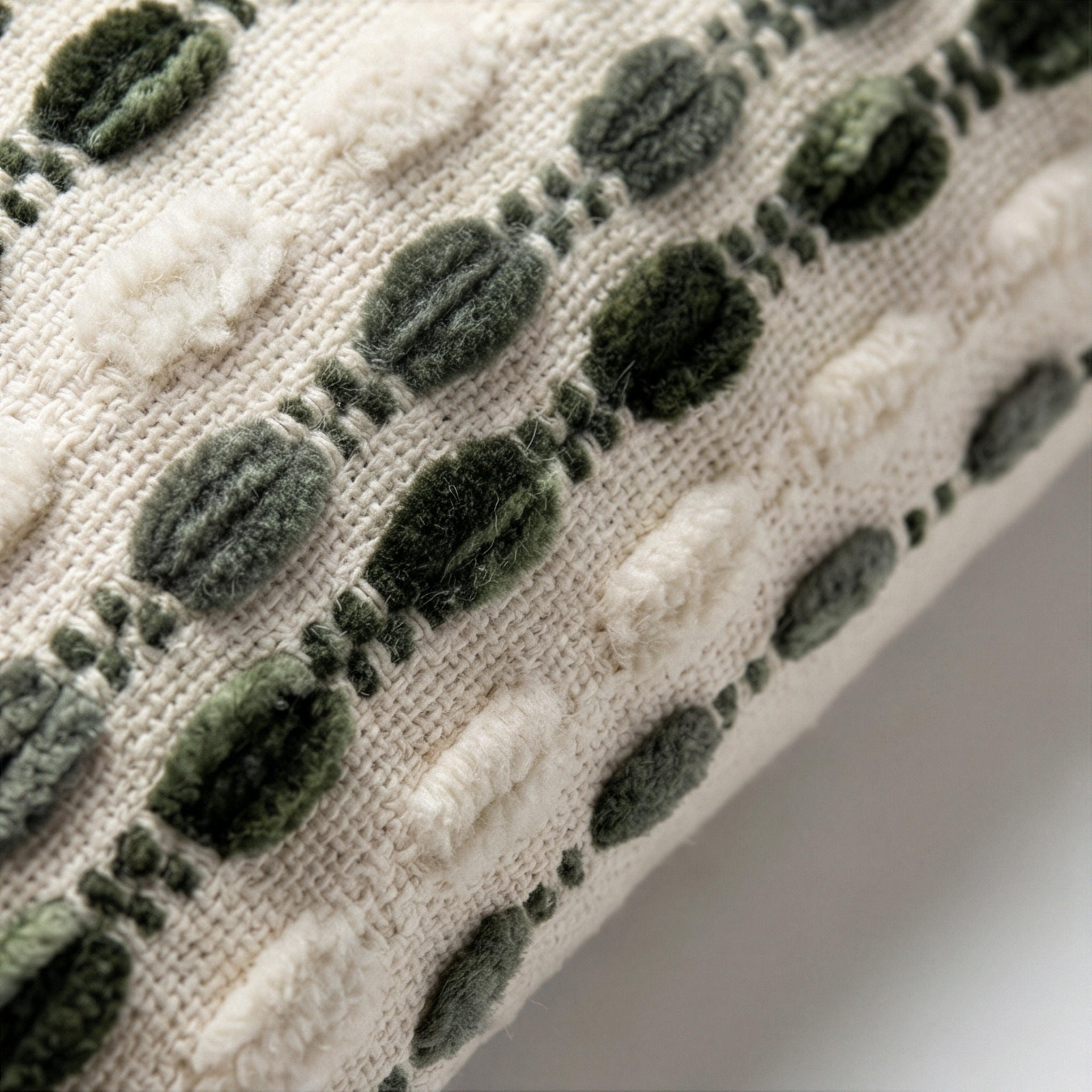 Rainbow Bean Green Textured Stripe Pillow | 20"x20"