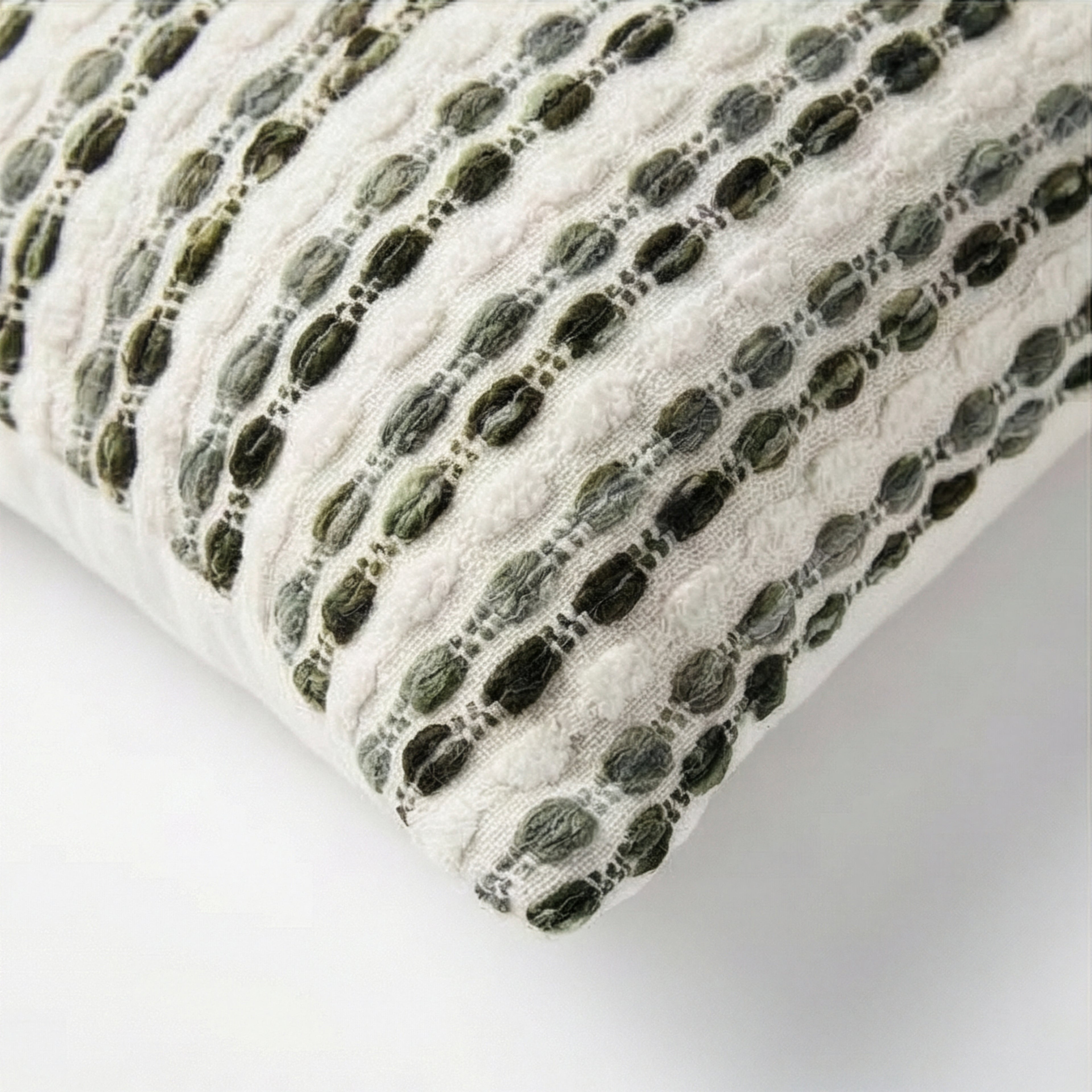 Rainbow Bean Green Textured Stripe Pillow | 20"x20"