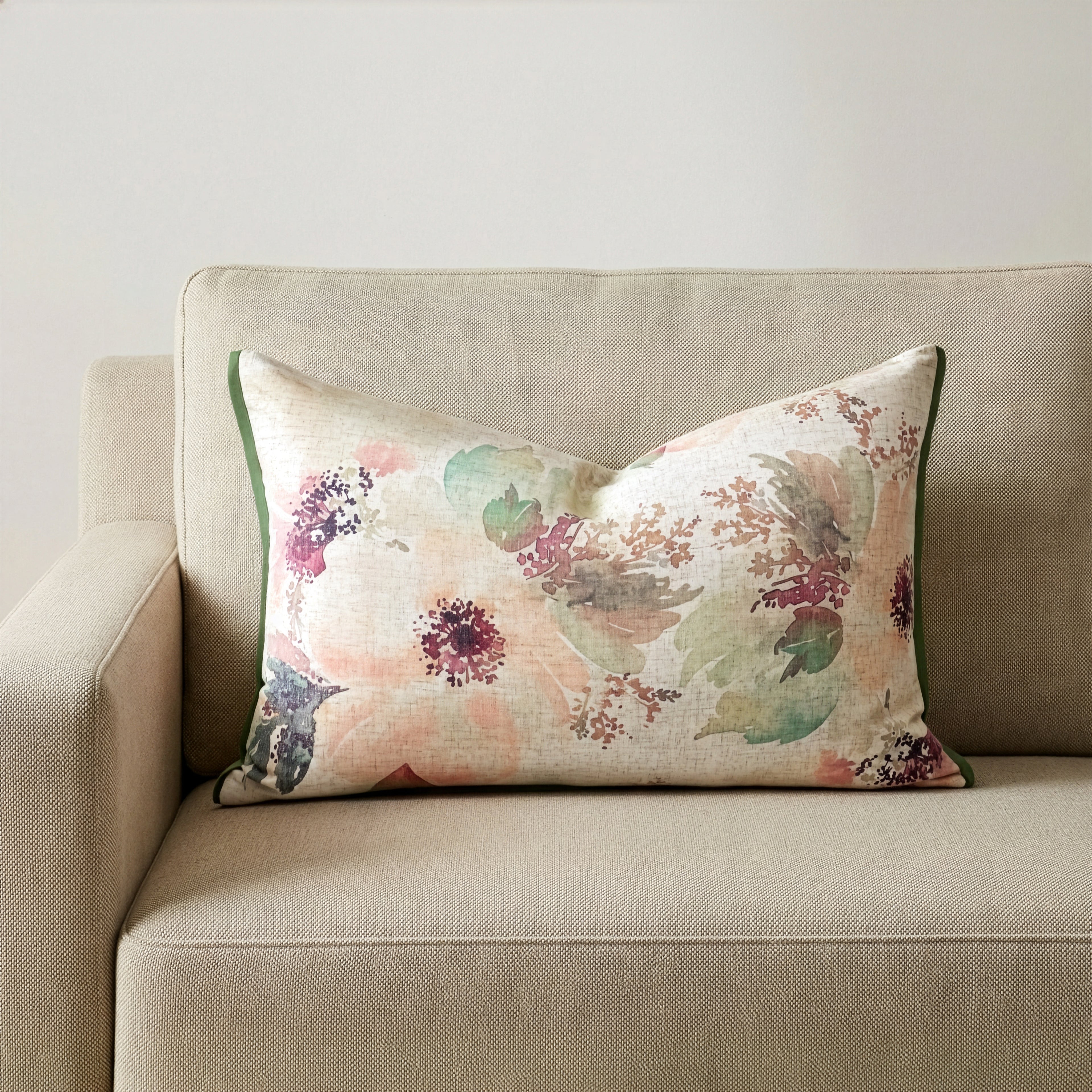 Watercolor Floral Print Throw Pillow Cover | Apple | 16" x 24"