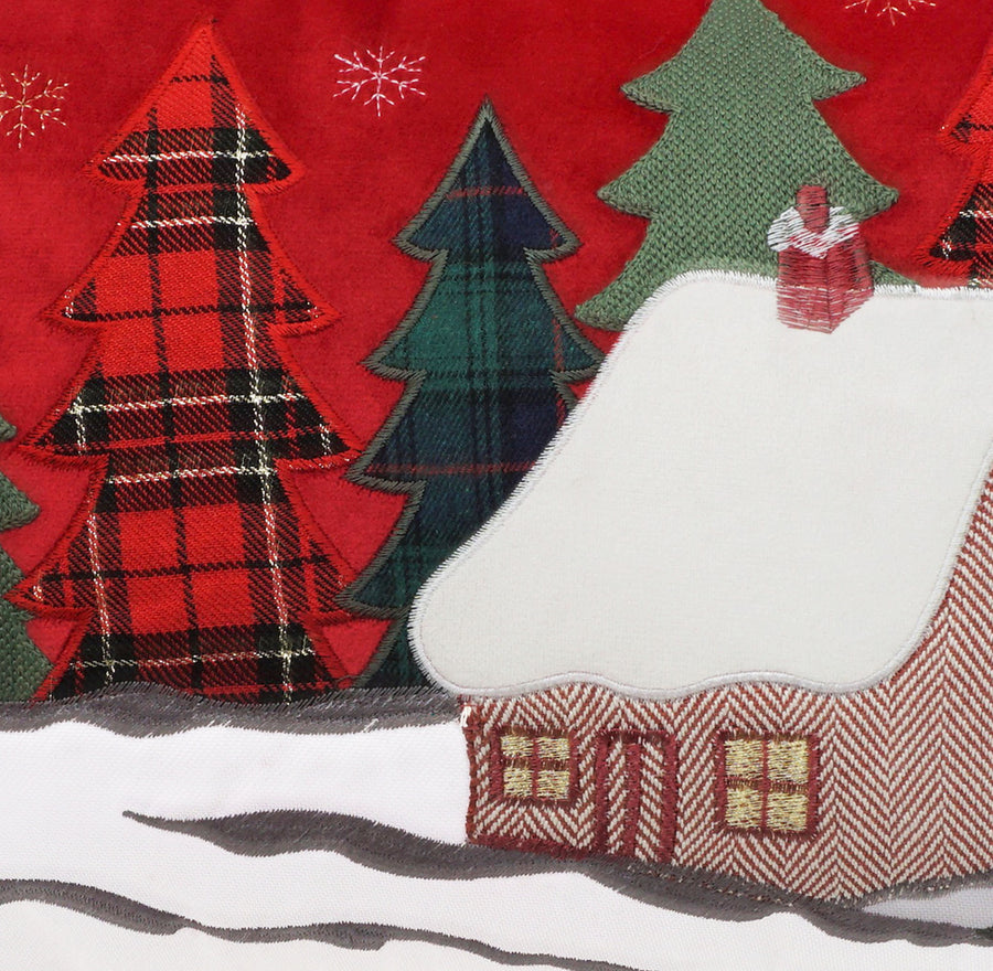 Winter Cabin Throw Pillow | Red | 14" x 20"