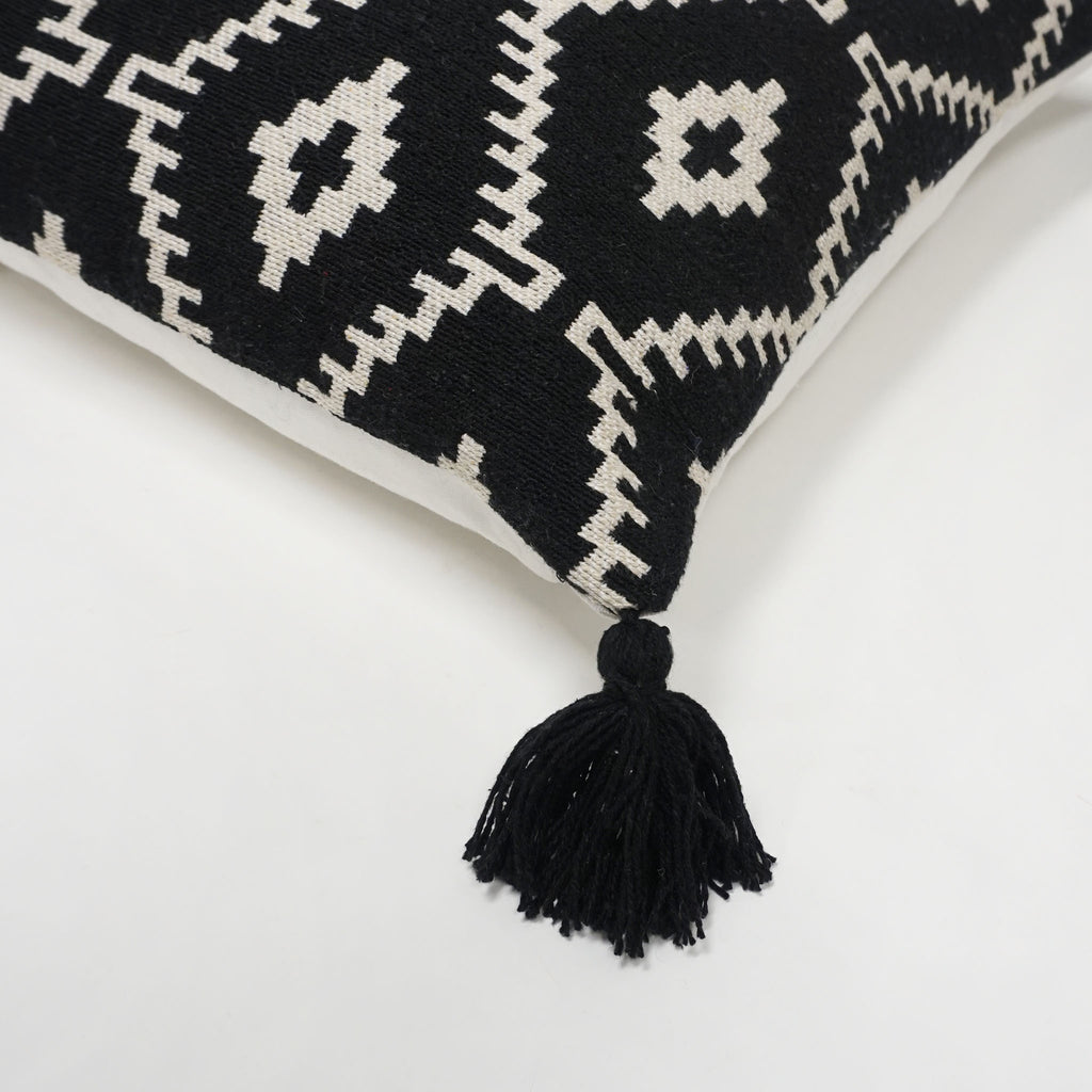 Cosmo Indian Throw Pillow Cover | Black/Natural | 18" x 18"