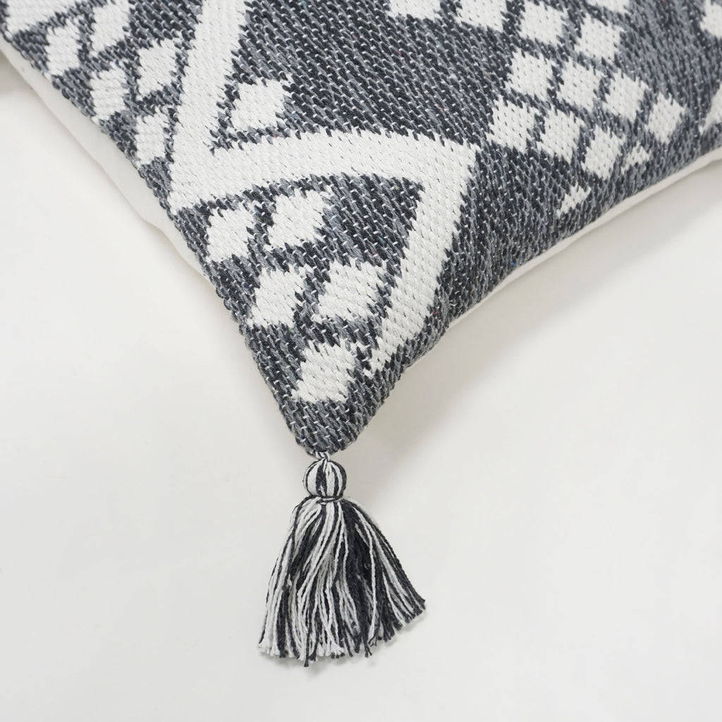 Remy Indian Throw Pillow Cover | Gray/White | 20" x 20"