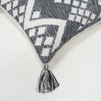 Remy Indian Throw Pillow Cover | Gray/White | 20" x 20"