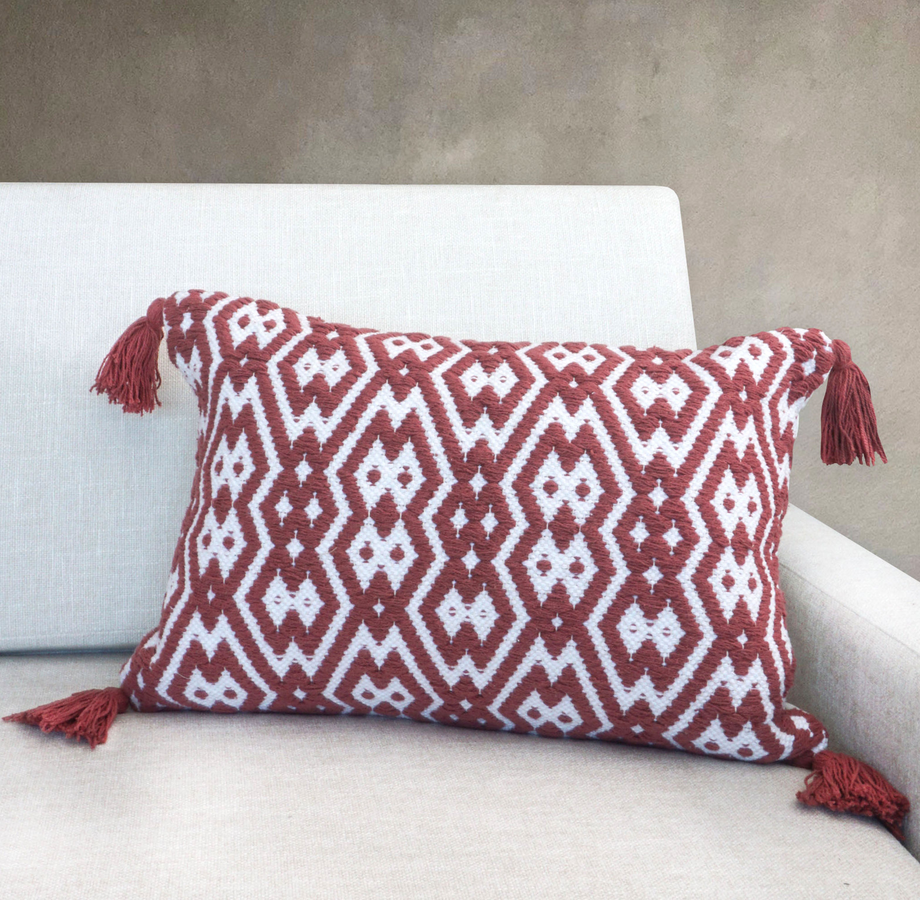 Adelle Indian Throw Pillow Cover | Rose | 16" x 24"