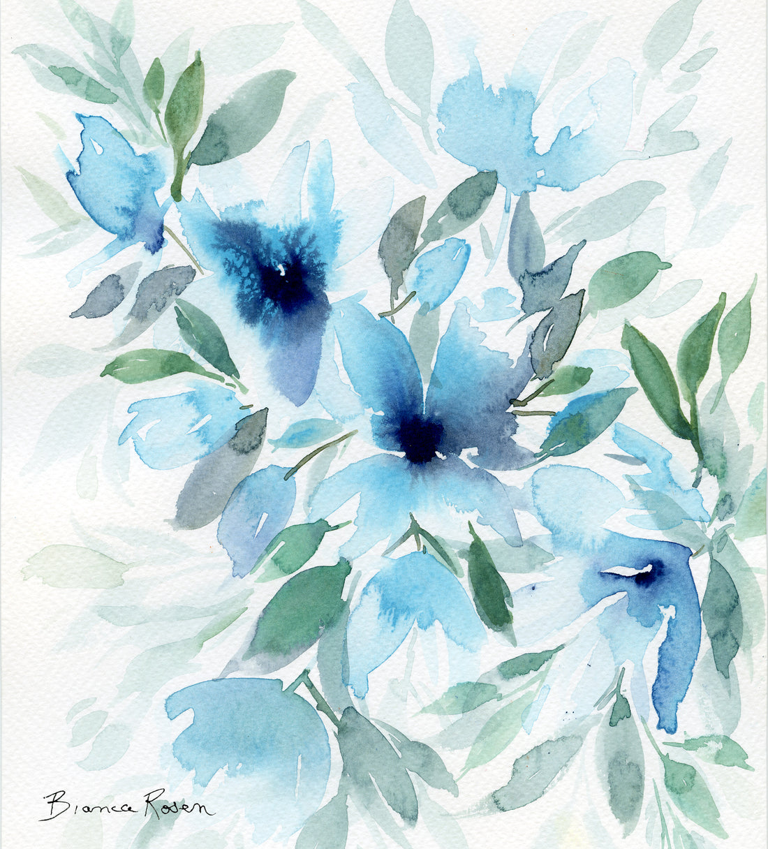 Bianca Rosen Cover | Blue Florals | 20"x 20"