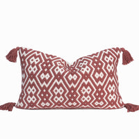 Adelle Indian Throw Pillow Cover | Rose | 16" x 24"