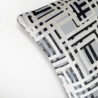 Maze Lumbar Cut Velvet Throw Pillow Cover | Gray | 14" x 20"
