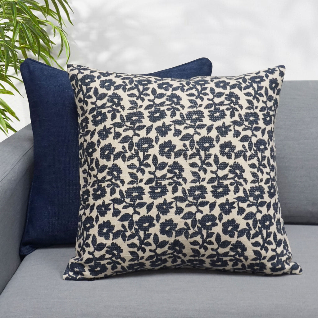 Flora Flower Print Throw Pillow Cover | 20" x 20"