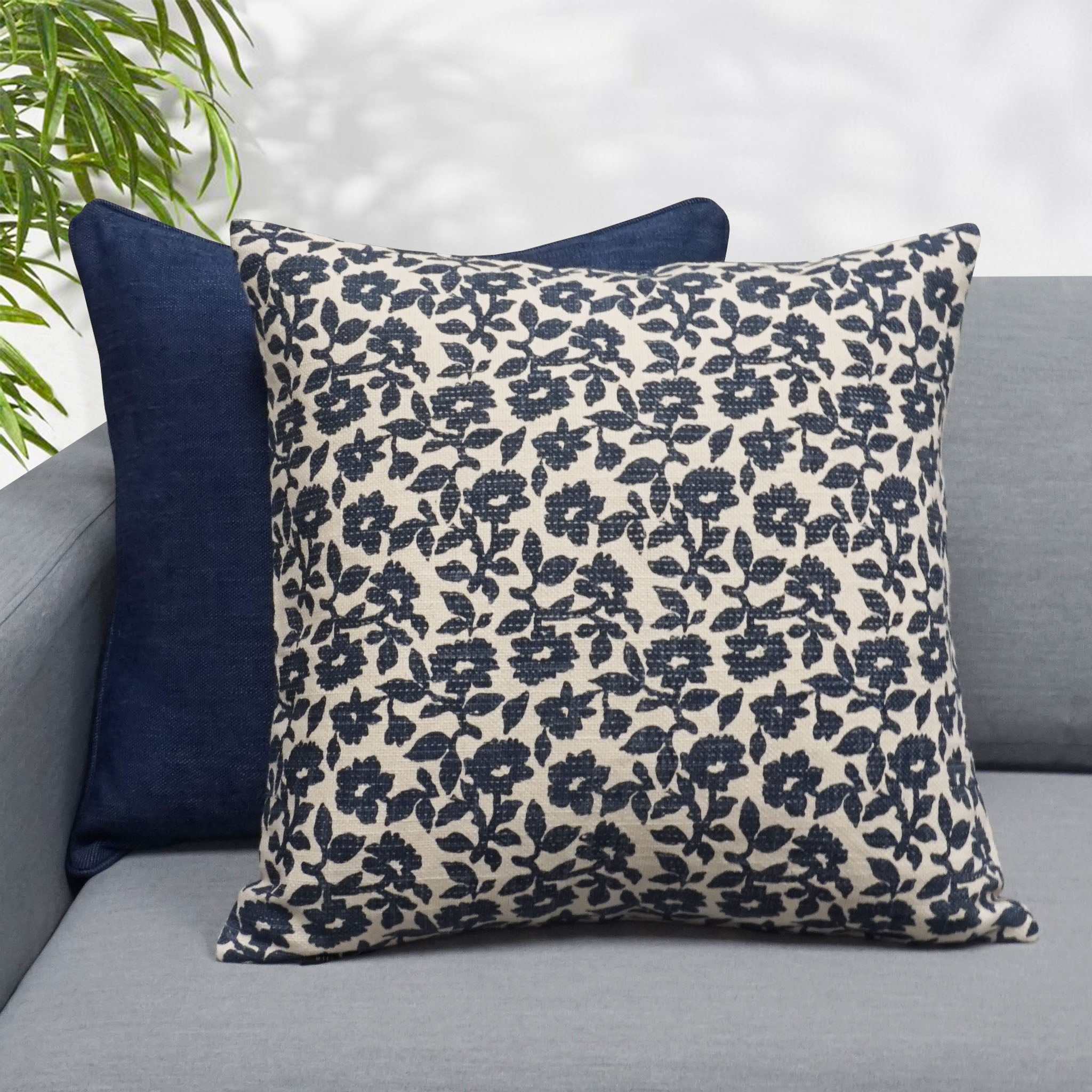 Flora Flower Print Throw Pillow Cover | 20" x 20"