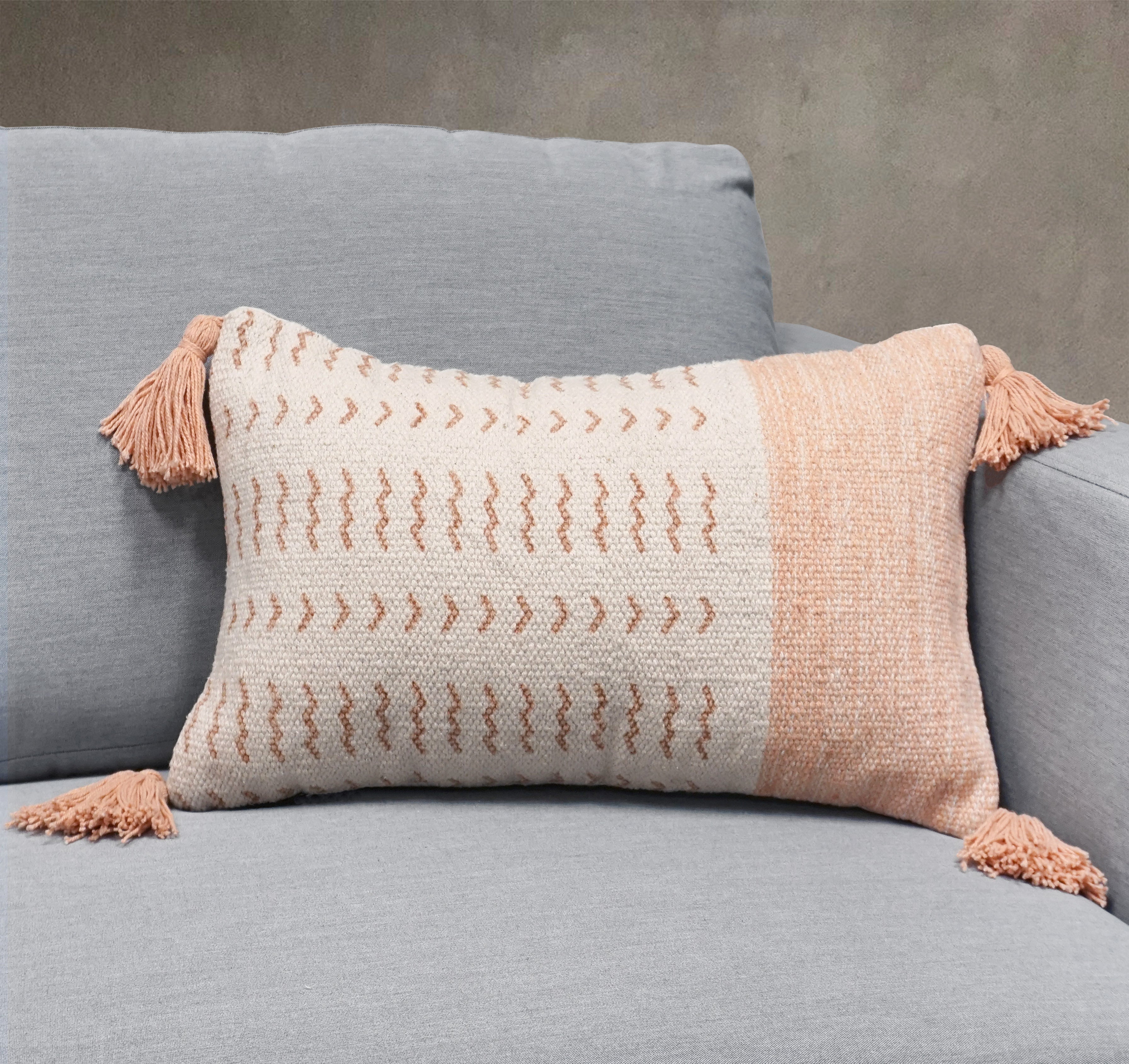 Zara Indian Throw Pillow Cover | Blush | 12" x 20"