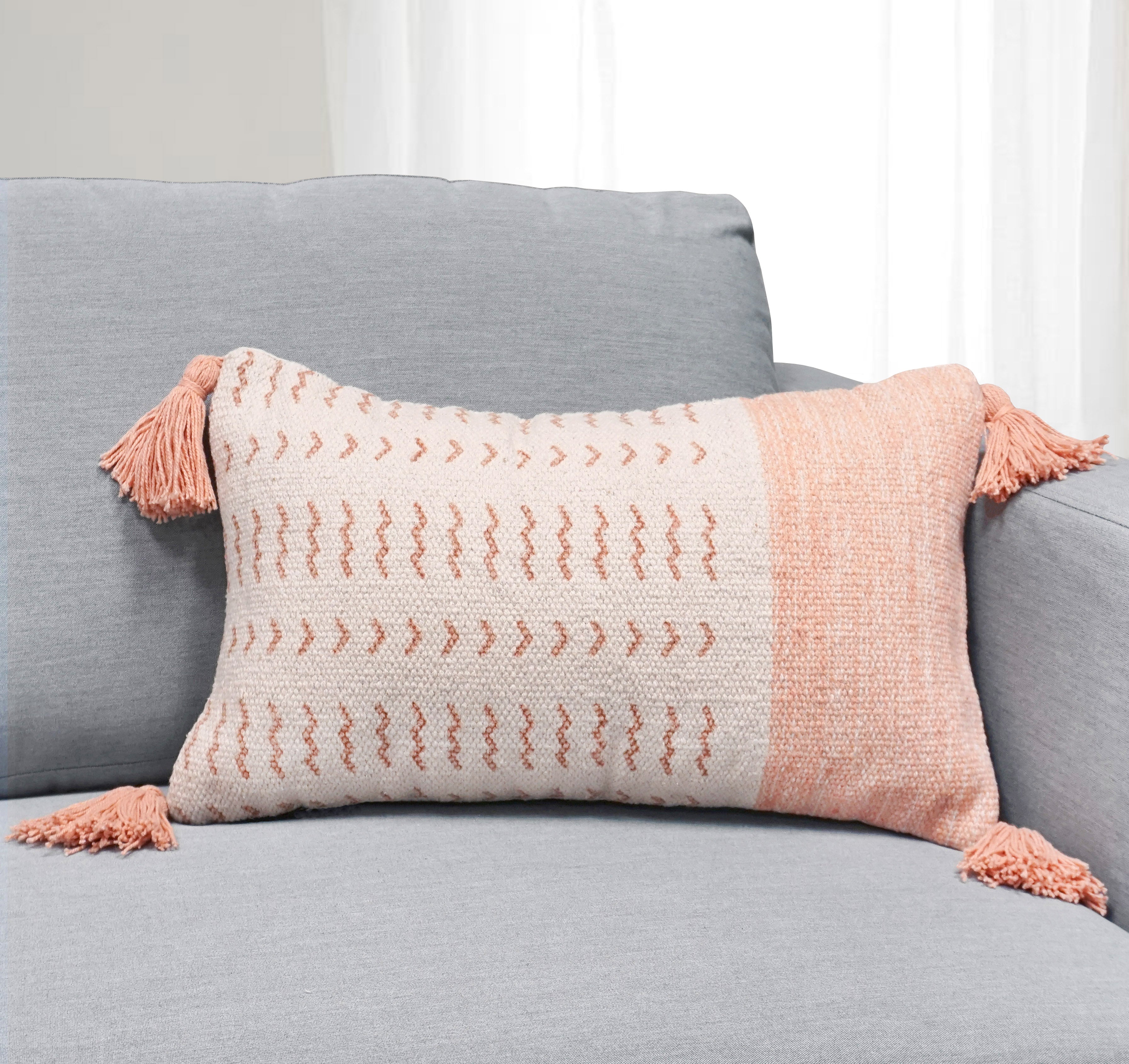 Zara Indian Throw Pillow Cover | Blush | 12" x 20"