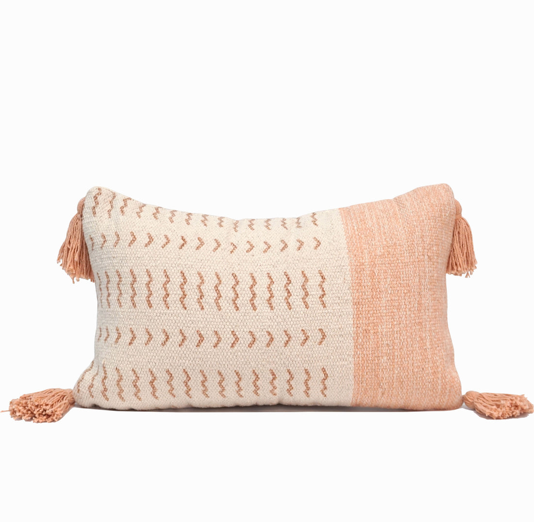 Zara Indian Throw Pillow Cover | Blush | 12" x 20"