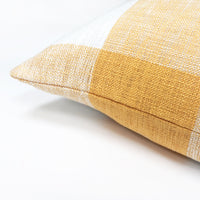 Set of 2 Linen Buffalo Check Throw Pillow Cover | Yellow | 20" x 20"