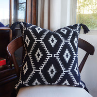 Cosmo Indian Throw Pillow Cover | Black/Natural | 18" x 18"