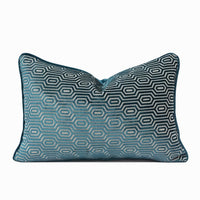 Porter Lumbar Cut Velvet Throw Pillow Cover | Peacock | 14" x 20"