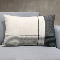 Lucca Indian Throw Pillow Cover | Ivory/Black | 16"x 24"