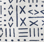 Dahlia Indian Throw Pillow Cover | White/Navy | 18"x 18"