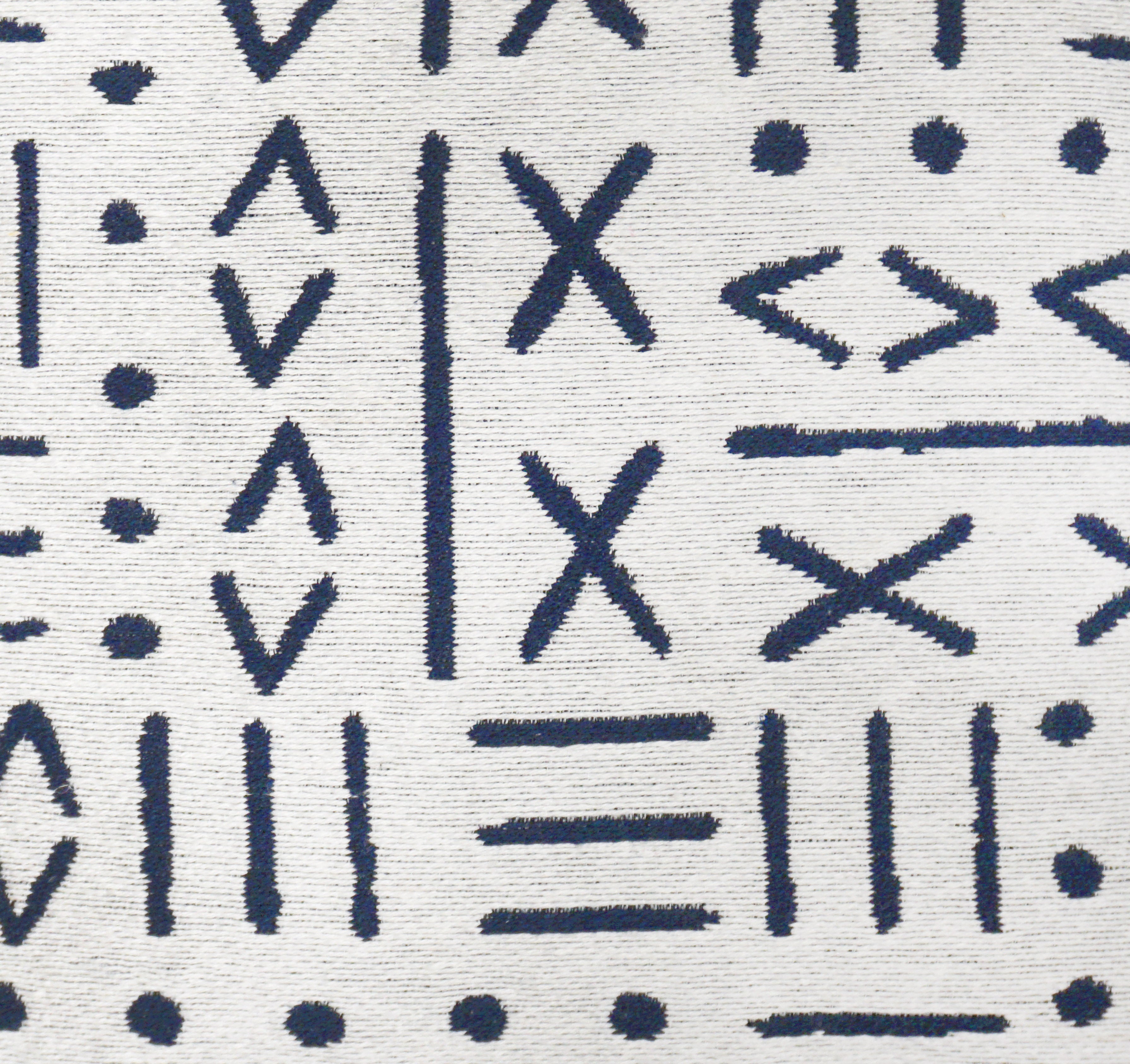 Dahlia Indian Throw Pillow Cover | White/Navy | 18"x 18"