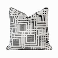 Maze Cut Velvet Throw Pillow Cover | Gray | 20" x 20"
