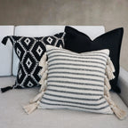 Cosmo Indian Throw Pillow Cover | Black/Natural | 18" x 18"