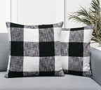 Set of 2 Linen Buffalo Check Throw Pillow Cover | Black/White | 20" x 20"