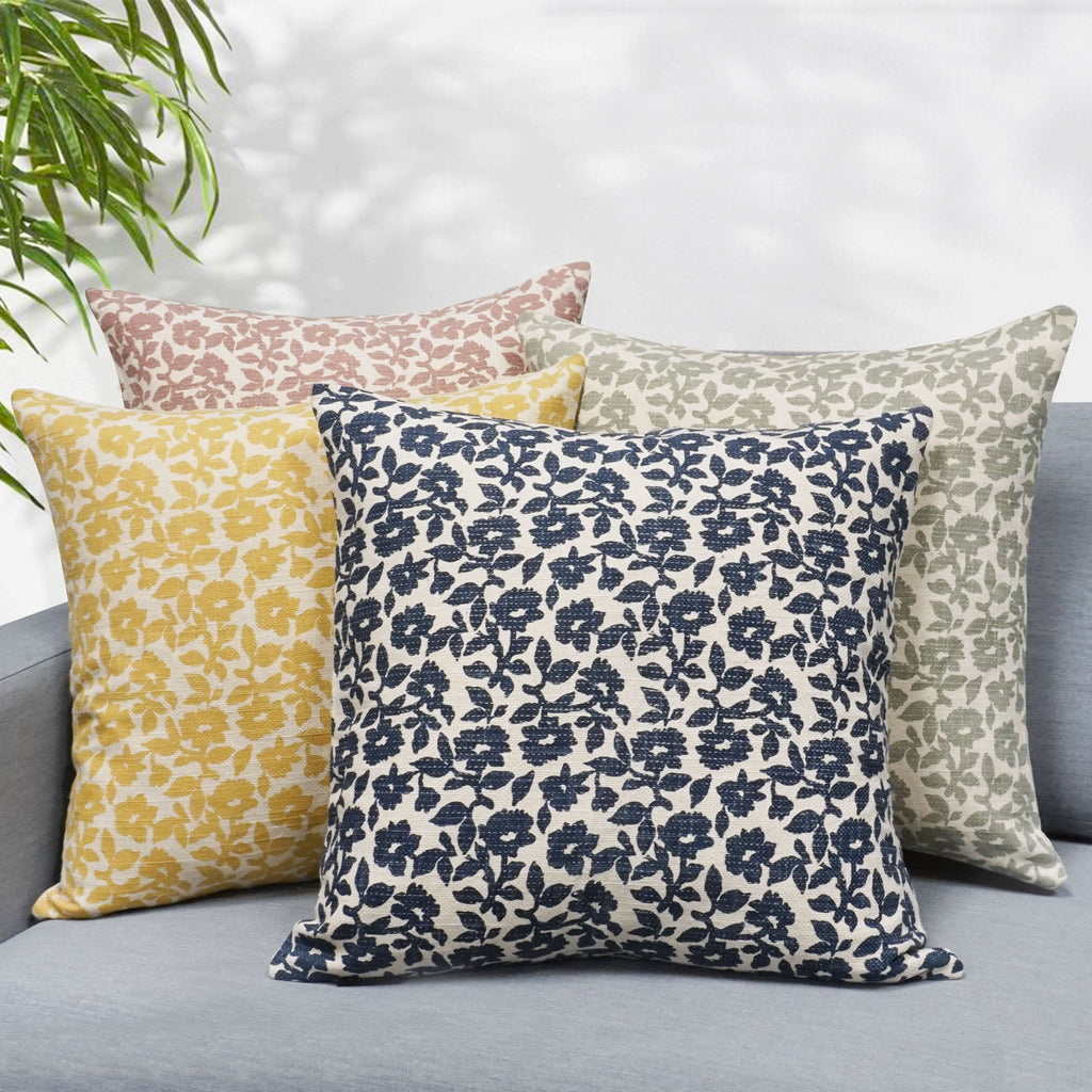 Flora Flower Print Throw Pillow Cover | 20" x 20"