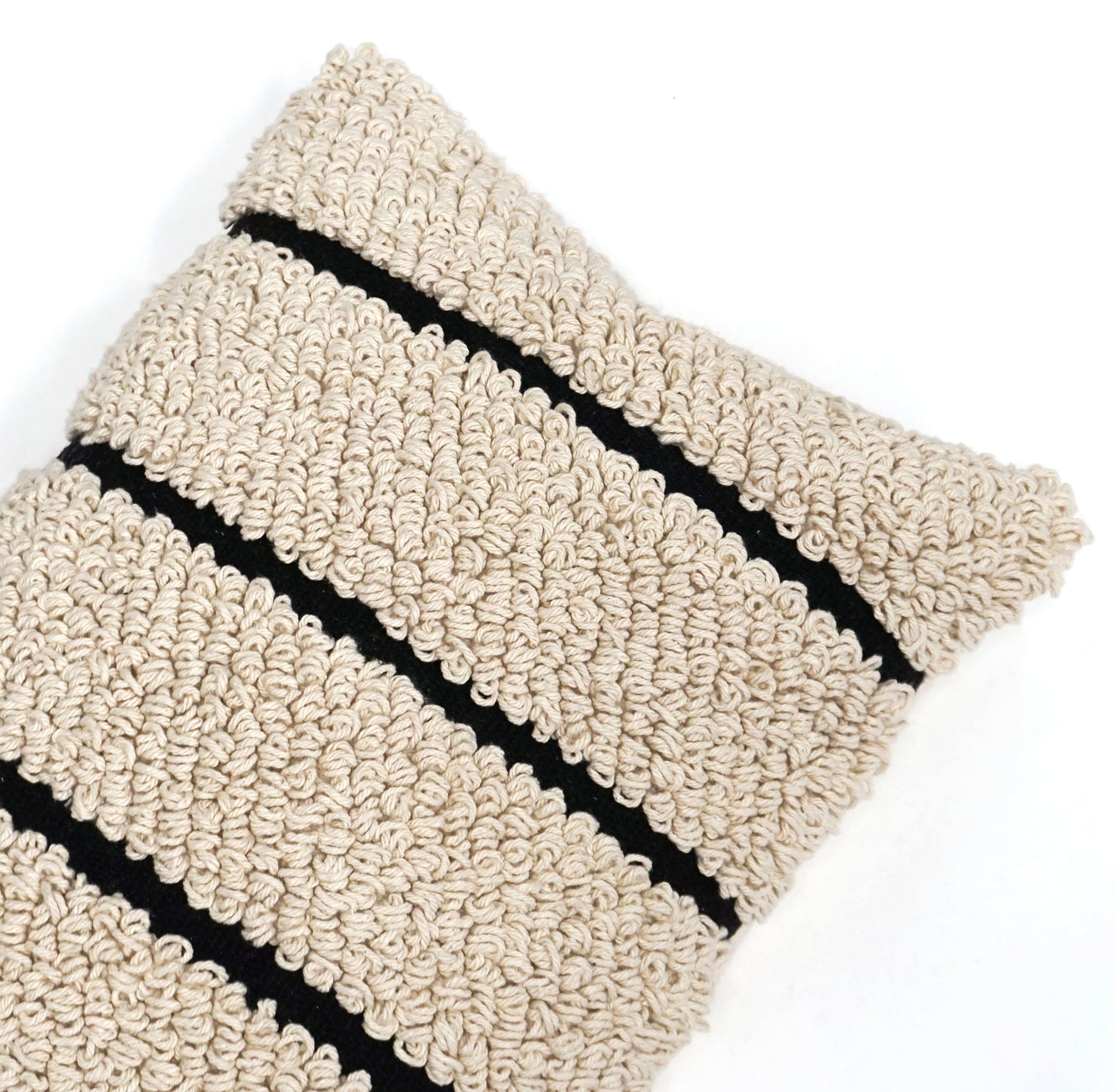 Ezra Indian Throw Pillow Cover | Natural/Black | 16" x 24"