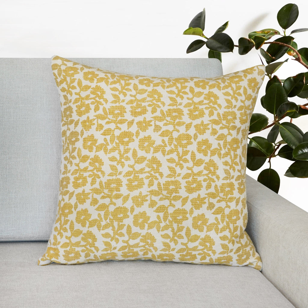 Flora Flower Print Throw Pillow Cover | 20" x 20"