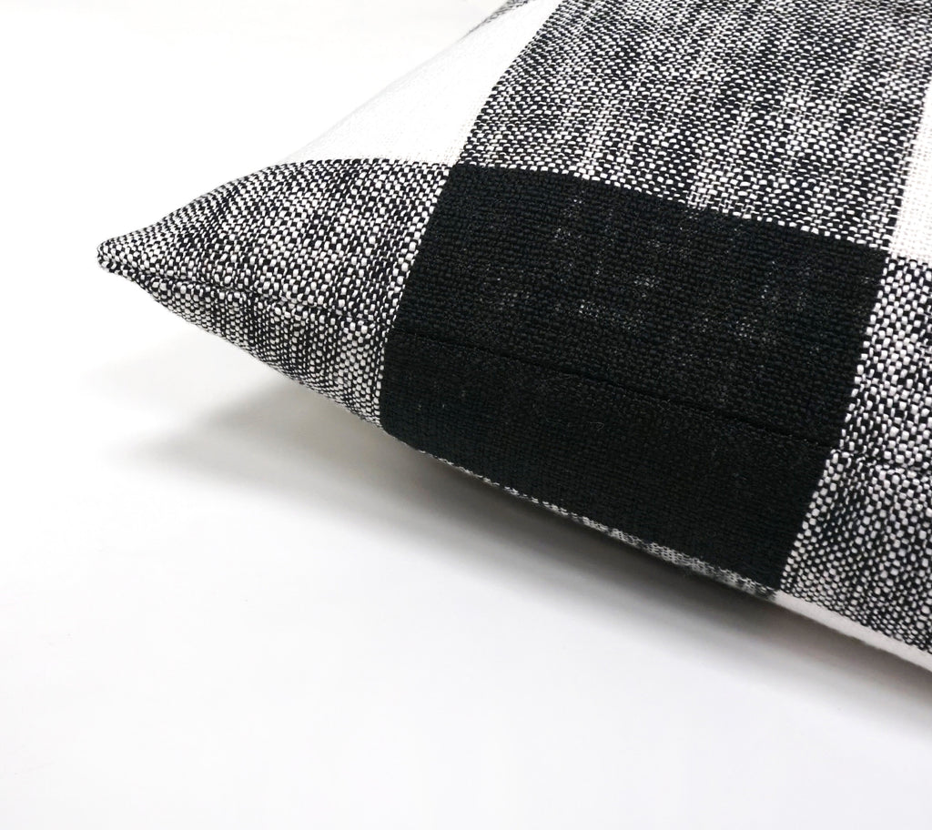 Set of 2 Linen Buffalo Check Throw Pillow Cover | Black/White | 20" x 20"