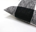Set of 2 Linen Buffalo Check Throw Pillow Cover | Black/White | 20" x 20"