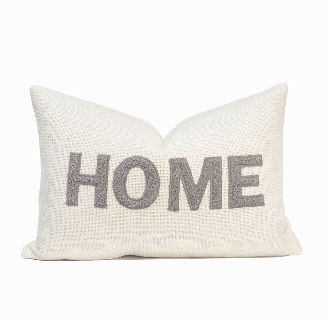 Home Teddy Throw Pillow Cover | Ivory/Gray | 14" x 20"