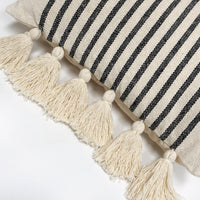 Margo Indian Throw Pillow Cover | Ivory/Black | 18"x 18"