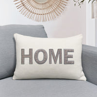 Home Teddy Throw Pillow Cover | Ivory/Gray | 14" x 20"