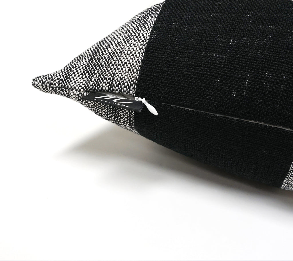 Set of 2 Linen Buffalo Check Throw Pillow Cover | Black/White | 20" x 20"