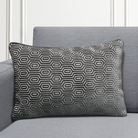 Porter Lumbar Cut Velvet Throw Pillow Cover | Gray | 14" x 20"