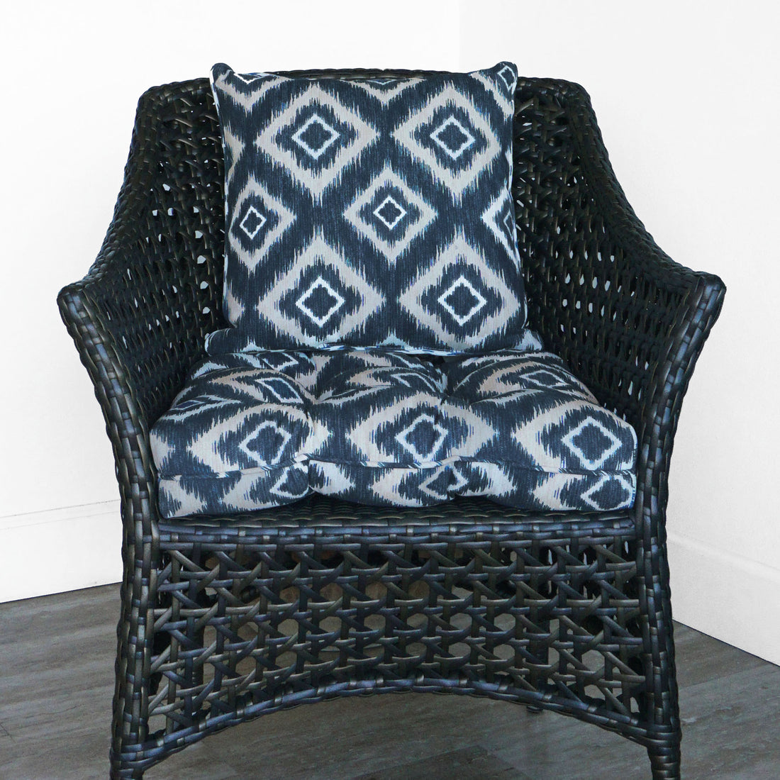 Set of 2 Mykonos Indoor/Outdoor Seat Cushions | Denim | 20"x20"x3"