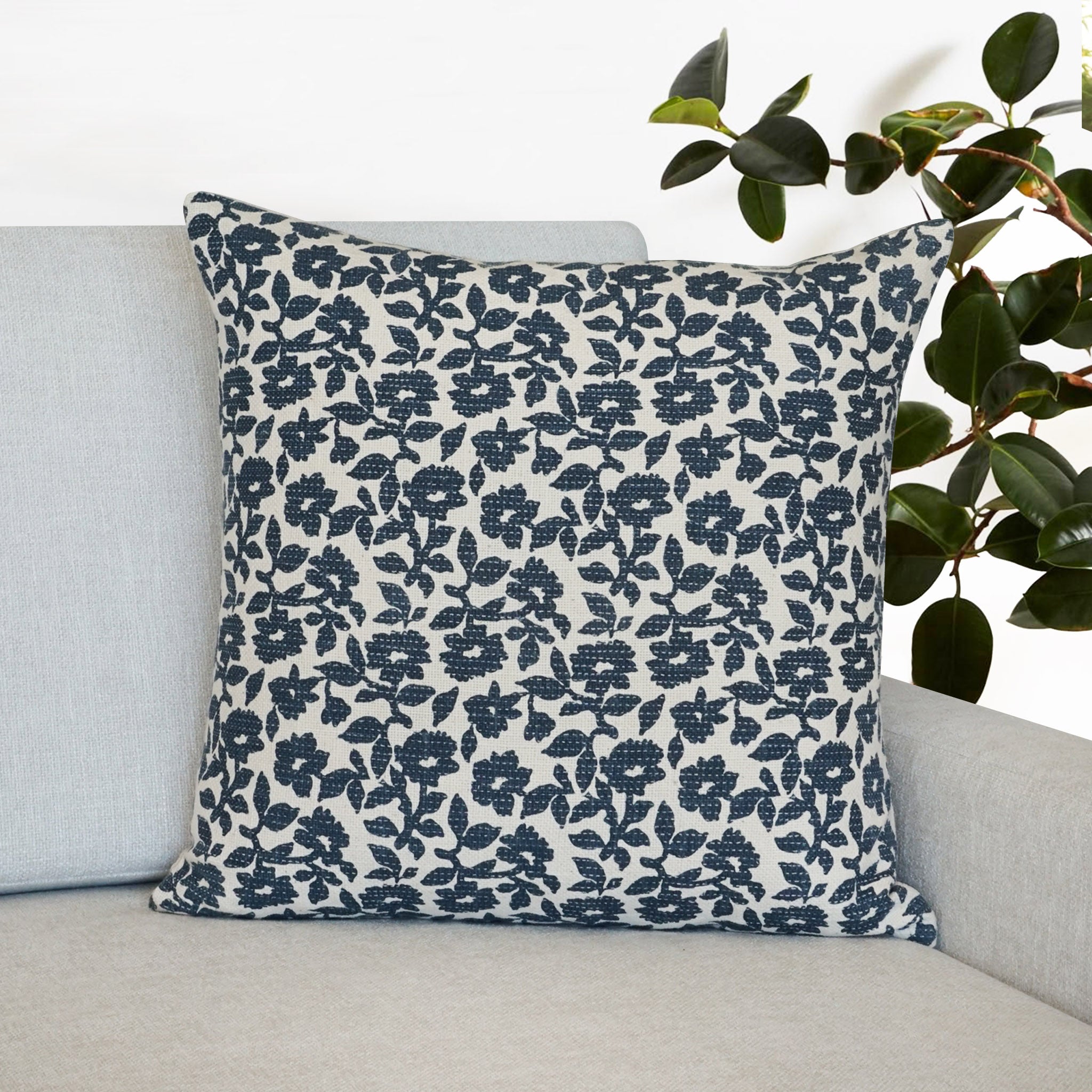 Flora Flower Print Throw Pillow Cover | 20" x 20"