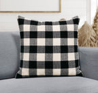 Chenille Buffalo Check Throw Pillow Cover | Black/White | 20" x 20"