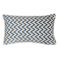 Chevron Lumbar Cut Velvet Throw Pillow Cover | Blue | 12" x 20"