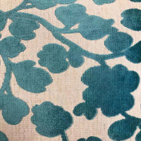 Blossom Lumbar Cut Velvet Throw Pillow Cover | Turquoise | 12" x 20"