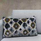 Ikat Lumbar Cut Velvet Throw Pillow Cover | Multi | 12" x 20"