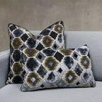 Ikat Lumbar Cut Velvet Throw Pillow Cover | Multi | 12" x 20"