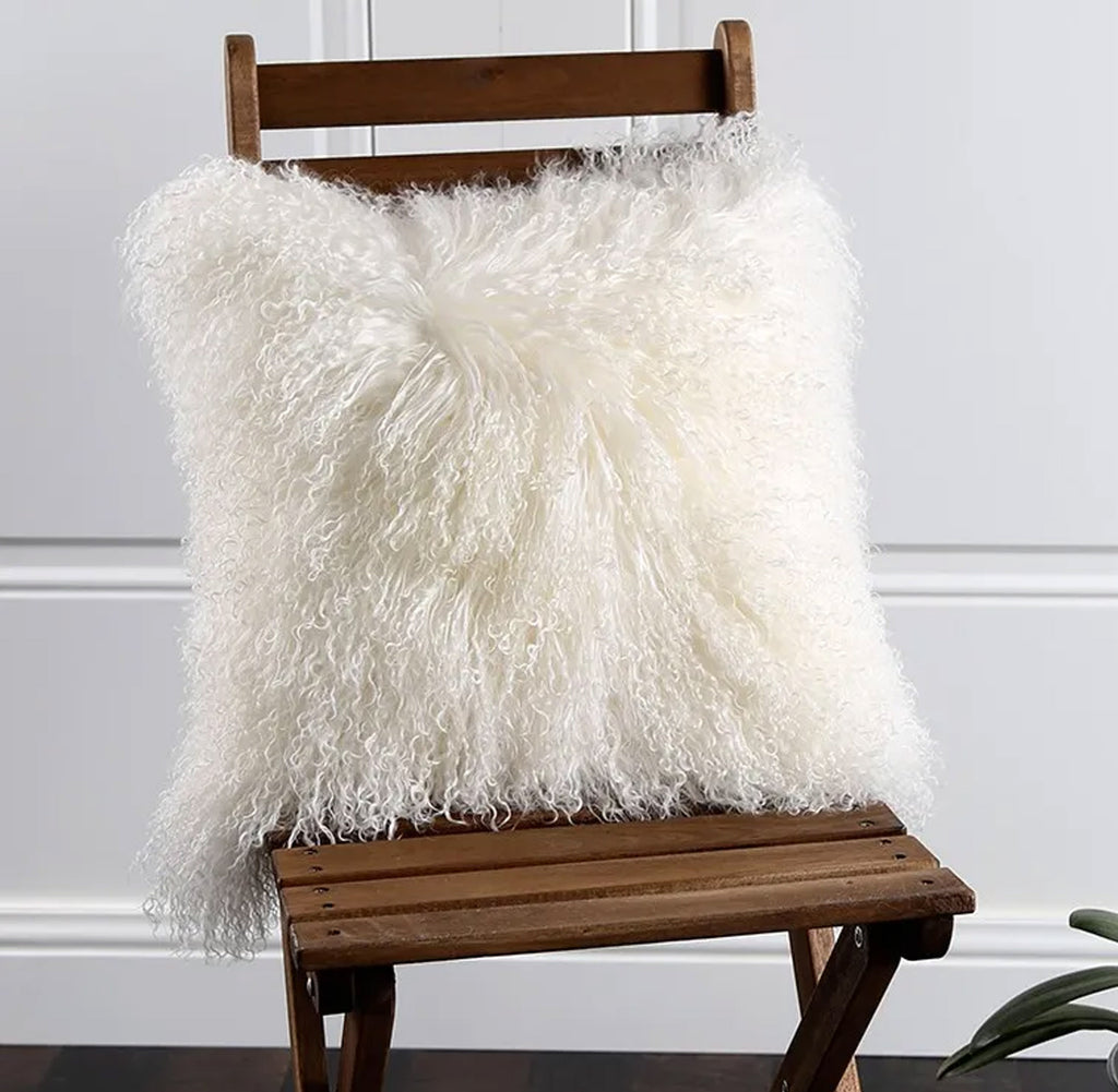 Mongolian Lamb Fur Throw Pillow | 16" x 16"